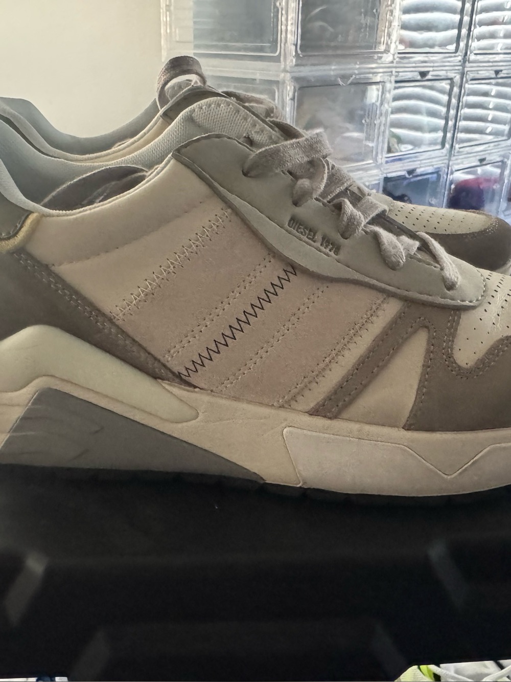Diesel Men's Taupe and Gray Suede Low-Top Sneakers